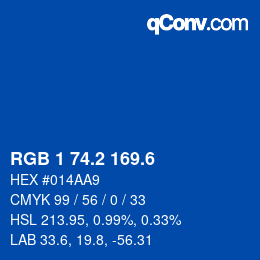 カラーコード: RGB 1 74.2 169.6 | qconv.com