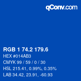 カラーコード: RGB 1 74.2 179.6 | qconv.com