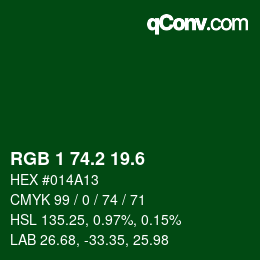 カラーコード: RGB 1 74.2 19.6 | qconv.com