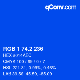 カラーコード: RGB 1 74.2 236 | qconv.com