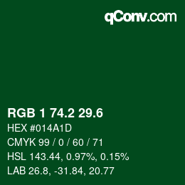 カラーコード: RGB 1 74.2 29.6 | qconv.com