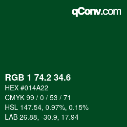 カラーコード: RGB 1 74.2 34.6 | qconv.com