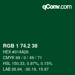 カラーコード: RGB 1 74.2 38 | qconv.com