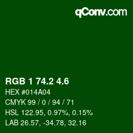 カラーコード: RGB 1 74.2 4.6 | qconv.com