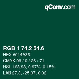カラーコード: RGB 1 74.2 54.6 | qconv.com