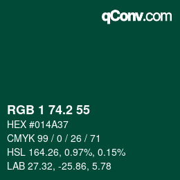 カラーコード: RGB 1 74.2 55 | qconv.com