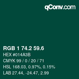 カラーコード: RGB 1 74.2 59.6 | qconv.com