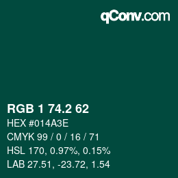 カラーコード: RGB 1 74.2 62 | qconv.com