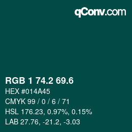 カラーコード: RGB 1 74.2 69.6 | qconv.com