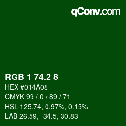 カラーコード: RGB 1 74.2 8 | qconv.com