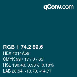 カラーコード: RGB 1 74.2 89.6 | qconv.com