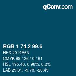 カラーコード: RGB 1 74.2 99.6 | qconv.com