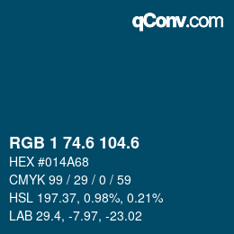 カラーコード: RGB 1 74.6 104.6 | qconv.com