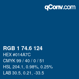 カラーコード: RGB 1 74.6 124 | qconv.com