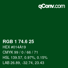 カラーコード: RGB 1 74.6 25 | qconv.com