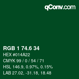 カラーコード: RGB 1 74.6 34 | qconv.com