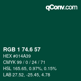 カラーコード: RGB 1 74.6 57 | qconv.com