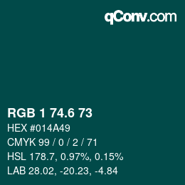 カラーコード: RGB 1 74.6 73 | qconv.com