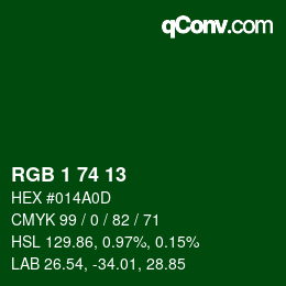 Color code: RGB 1 74 13 | qconv.com