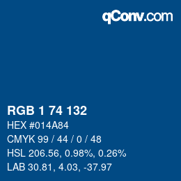 颜色代码: RGB 1 74 132 | qconv.com