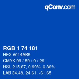 Color code: RGB 1 74 181 | qconv.com