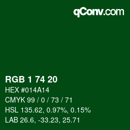 Color code: RGB 1 74 20 | qconv.com