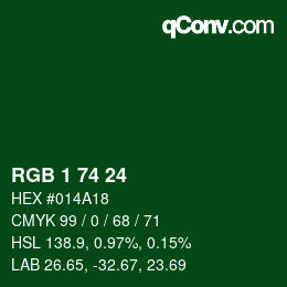Color code: RGB 1 74 24 | qconv.com