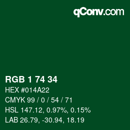Color code: RGB 1 74 34 | qconv.com