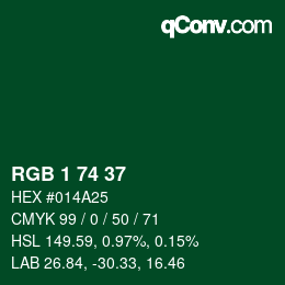 Color code: RGB 1 74 37 | qconv.com
