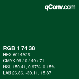 Color code: RGB 1 74 38 | qconv.com