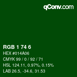 Color code: RGB 1 74 6 | qconv.com