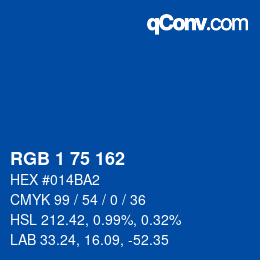 カラーコード: RGB 1 75 162 | qconv.com