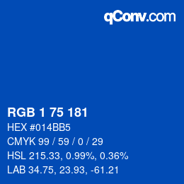 カラーコード: RGB 1 75 181 | qconv.com