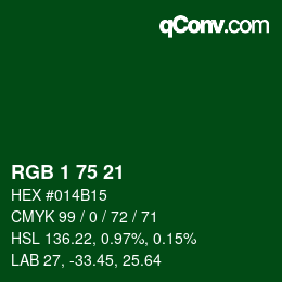 Color code: RGB 1 75 21 | qconv.com