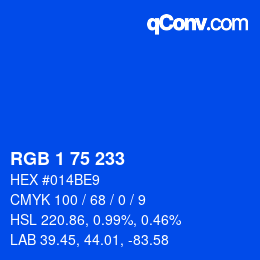 カラーコード: RGB 1 75 233 | qconv.com