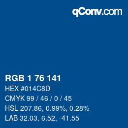 Color code: RGB 1 76 141 | qconv.com