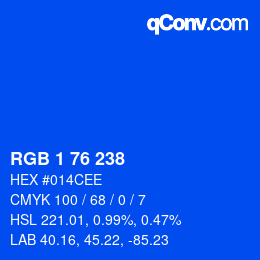 Color code: RGB 1 76 238 | qconv.com