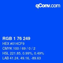 Color code: RGB 1 76 249 | qconv.com