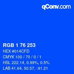 Color code: RGB 1 76 253 | qconv.com