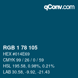 カラーコード: RGB 1 78 105 | qconv.com