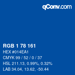カラーコード: RGB 1 78 161 | qconv.com