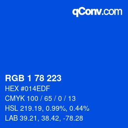 Color code: RGB 1 78 223 | qconv.com