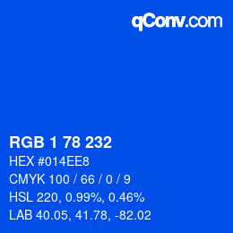 Color code: RGB 1 78 232 | qconv.com