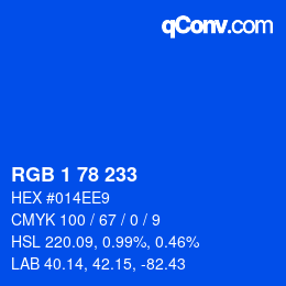 Color code: RGB 1 78 233 | qconv.com