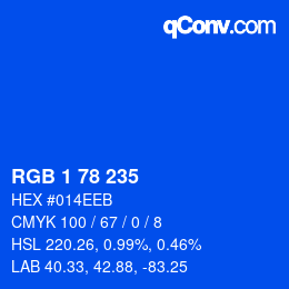 Color code: RGB 1 78 235 | qconv.com