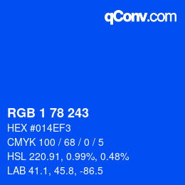 Color code: RGB 1 78 243 | qconv.com