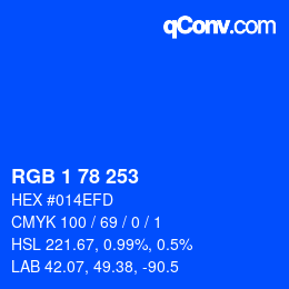 Color code: RGB 1 78 253 | qconv.com