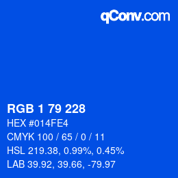 Color code: RGB 1 79 228 | qconv.com