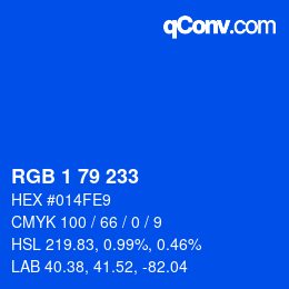 Color code: RGB 1 79 233 | qconv.com