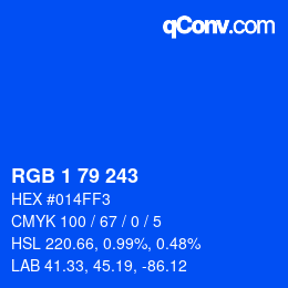 Color code: RGB 1 79 243 | qconv.com